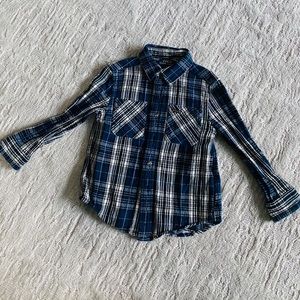 Navy and white flannel button down shirt
